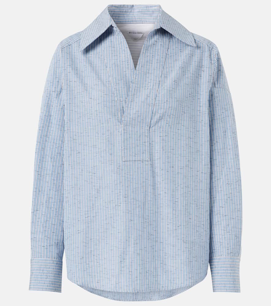 Bottega Veneta Oversized Striped Cotton-blend Shirt In Blue