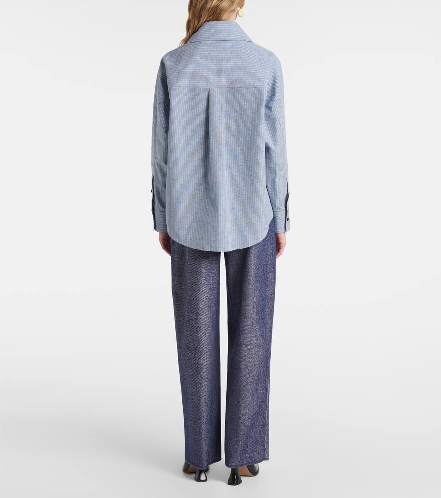 Bottega Veneta Oversized Striped Cotton-blend Shirt In Blue