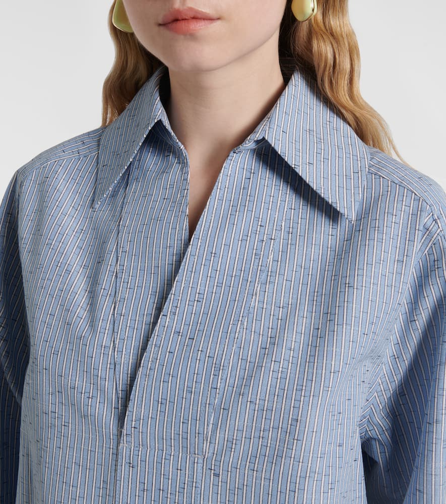 Bottega Veneta Oversized Striped Cotton-blend Shirt In Blue