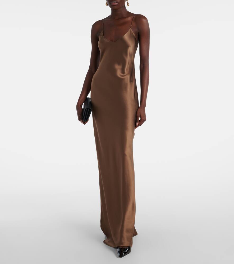 Nili Lotan Cami Silk Charmeuse Slip Dress In Brown