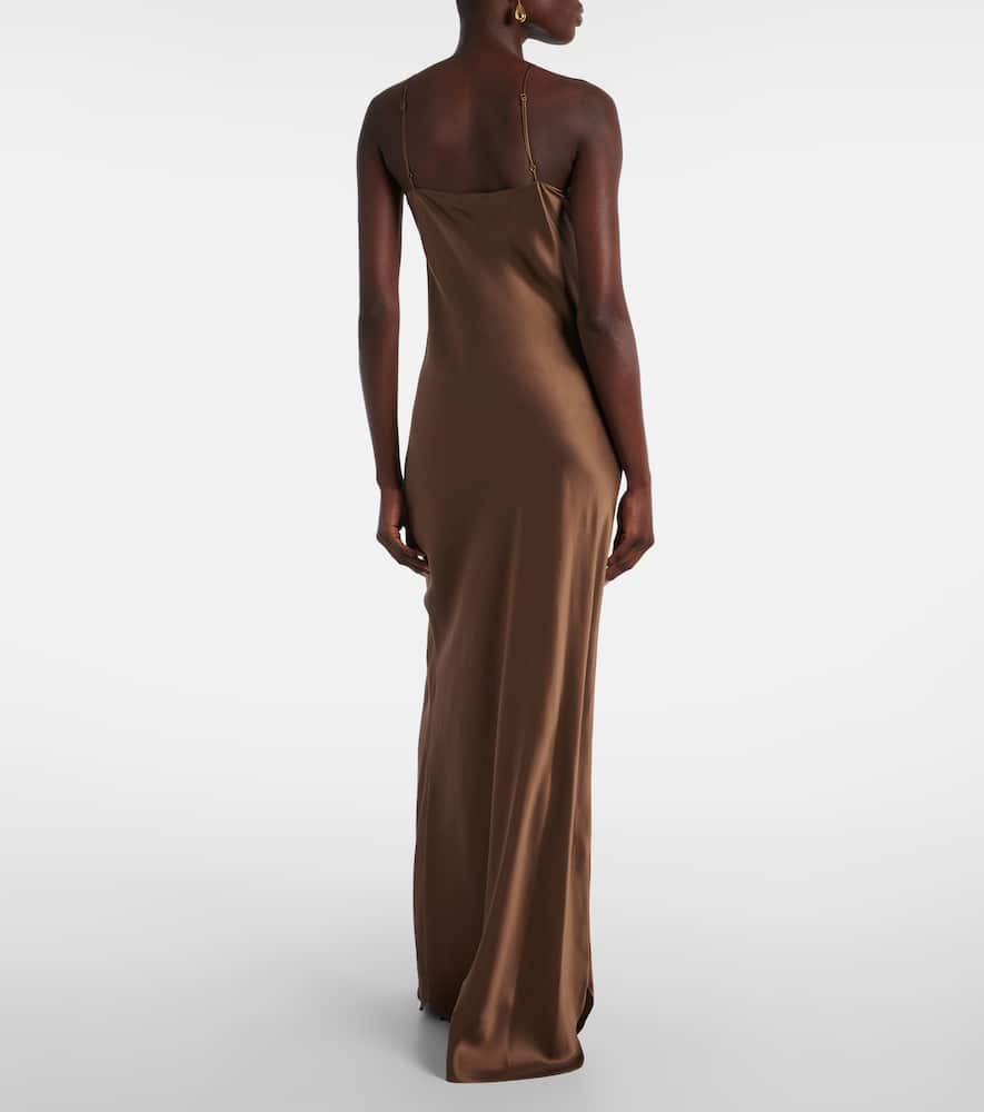 Nili Lotan Cami Silk Charmeuse Slip Dress In Brown