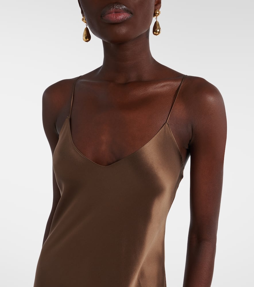 Nili Lotan Cami Silk Charmeuse Slip Dress In Brown