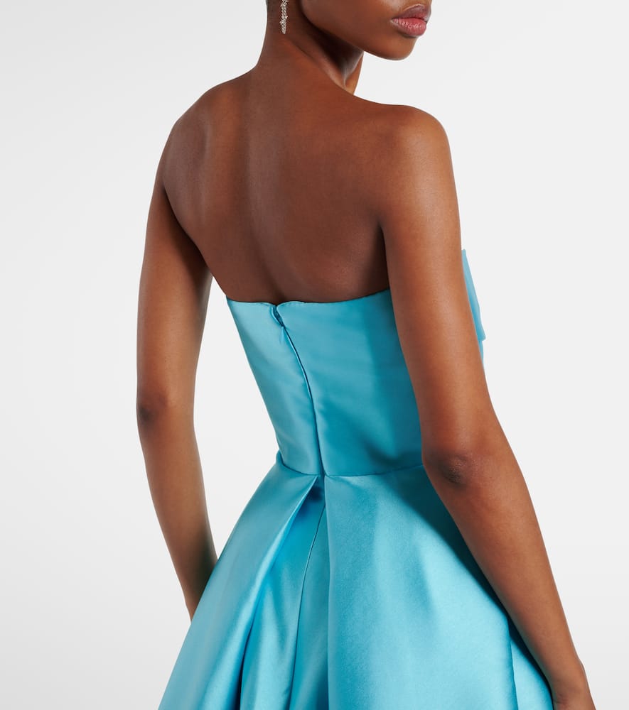 Solace London Strapless Satin Twill Gown In Blue