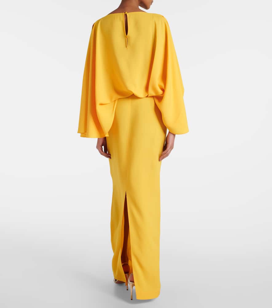 Shop Taller Marmo Maddalena Draped Crepe Cady Gown In Yellow