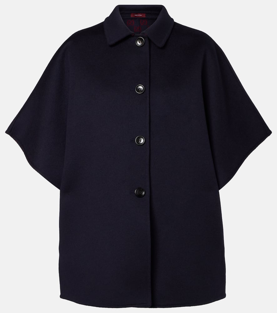 Gucci Single-breasted Wool Cape In Blue