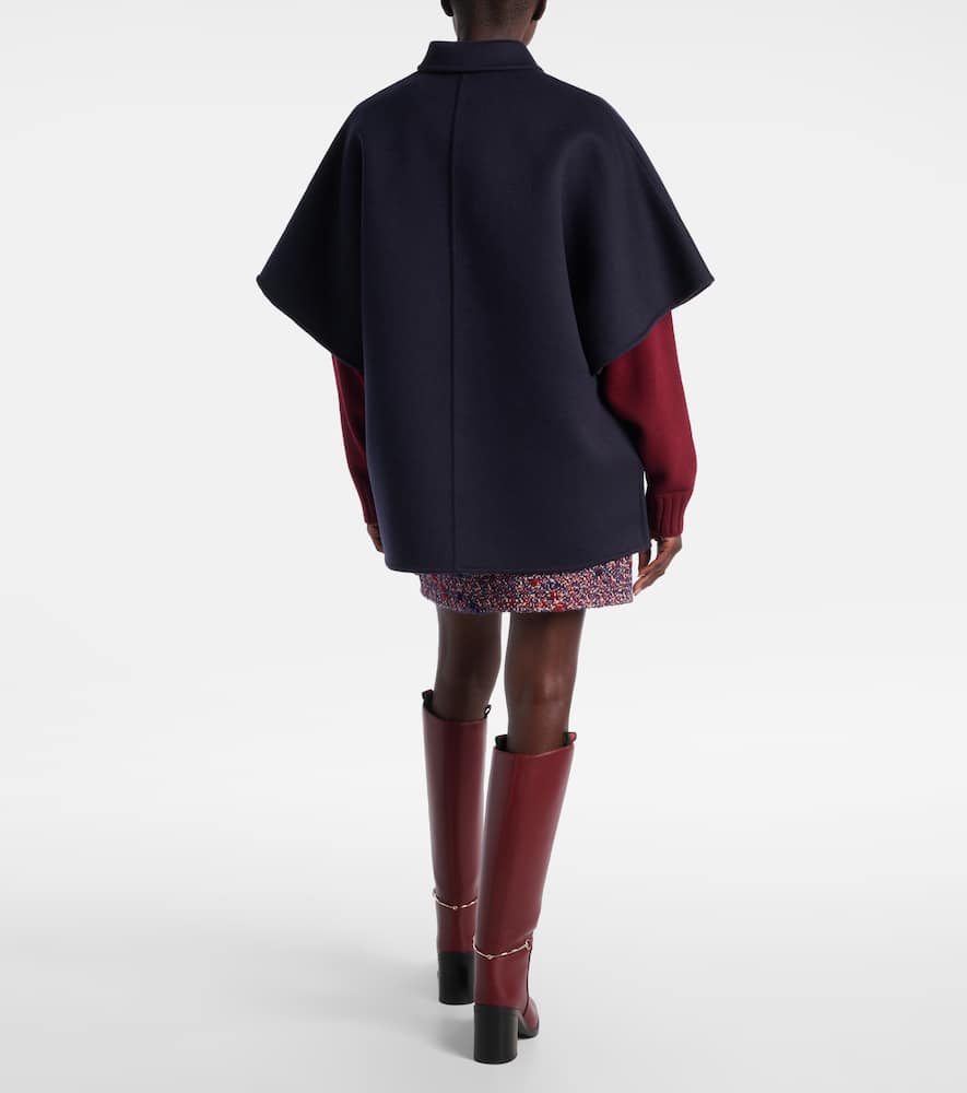 Gucci Single-breasted Wool Cape In Blue