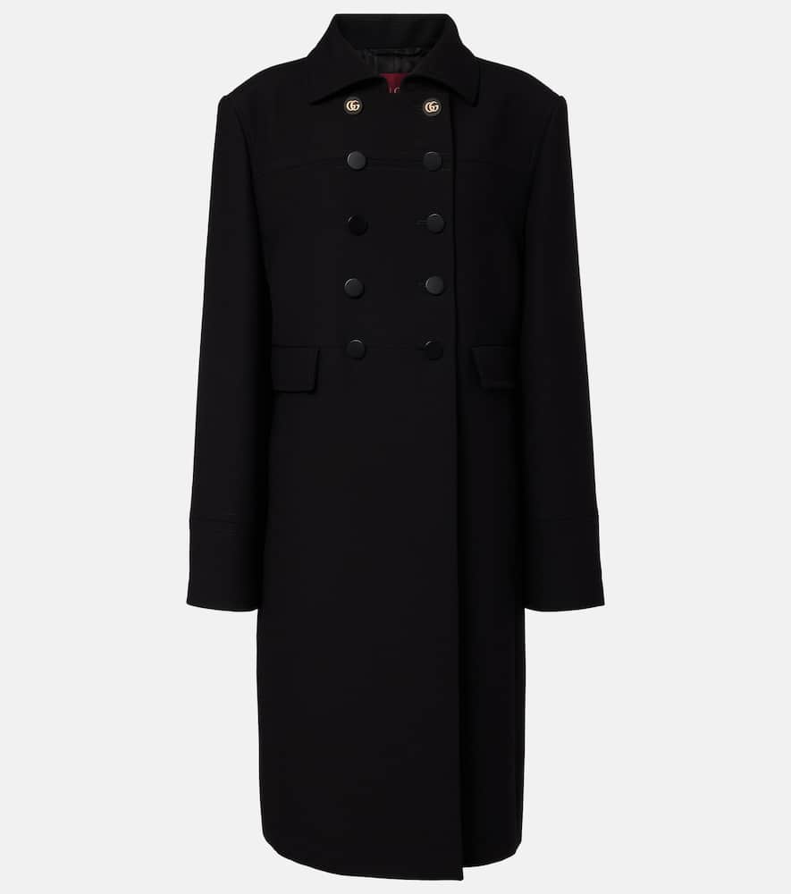 Gucci Double G Double-breasted Wool Coat In Black