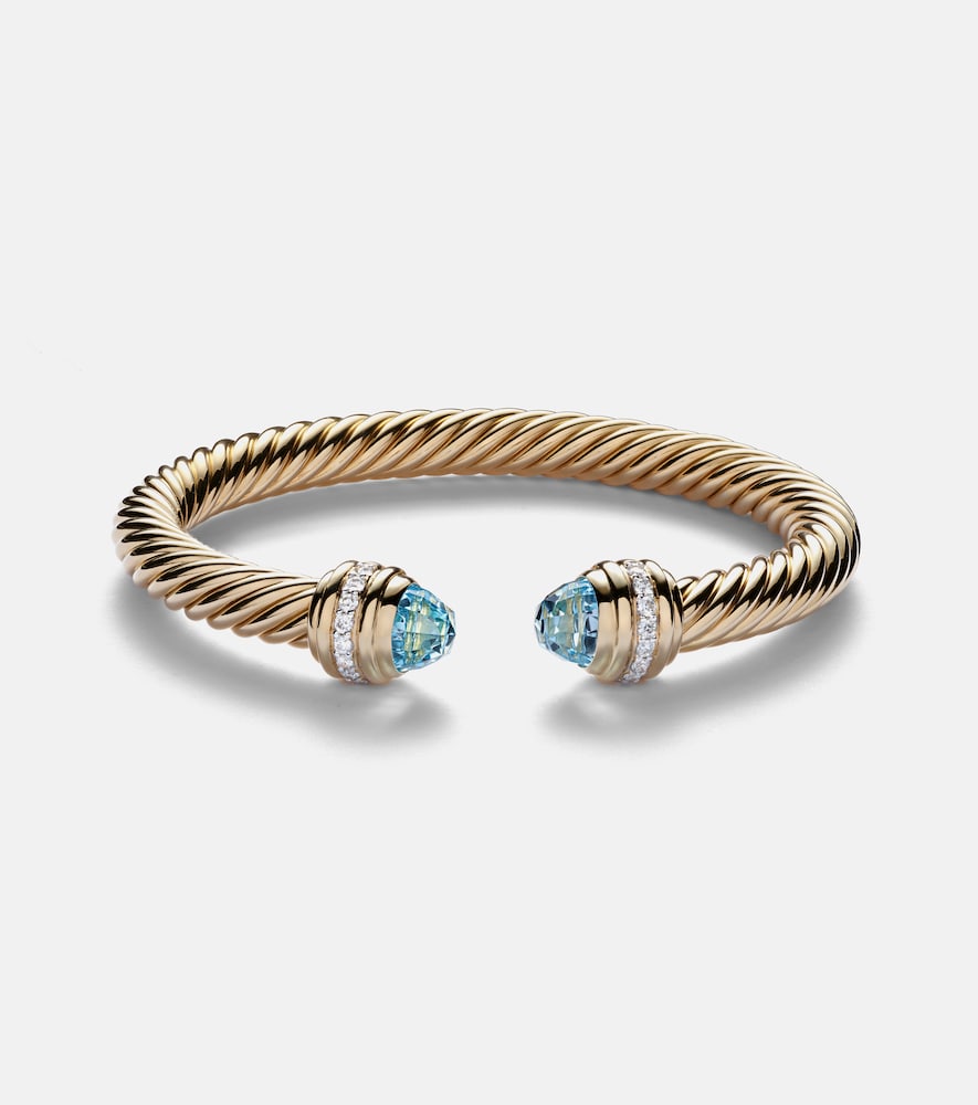 David Yurman Classic Cablespira 18kt gold cuff bracelet with topaz and diamonds
