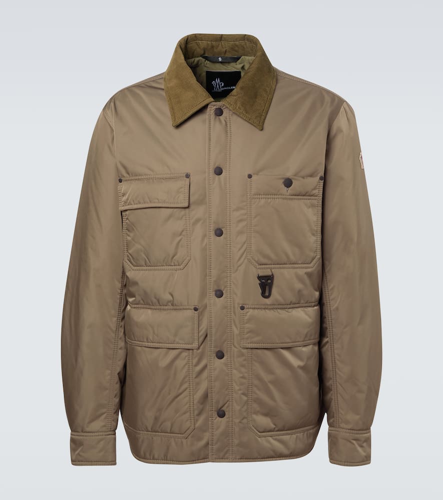 Moncler Apres Ski Corduroy-trimmed Down Jacket In Brown