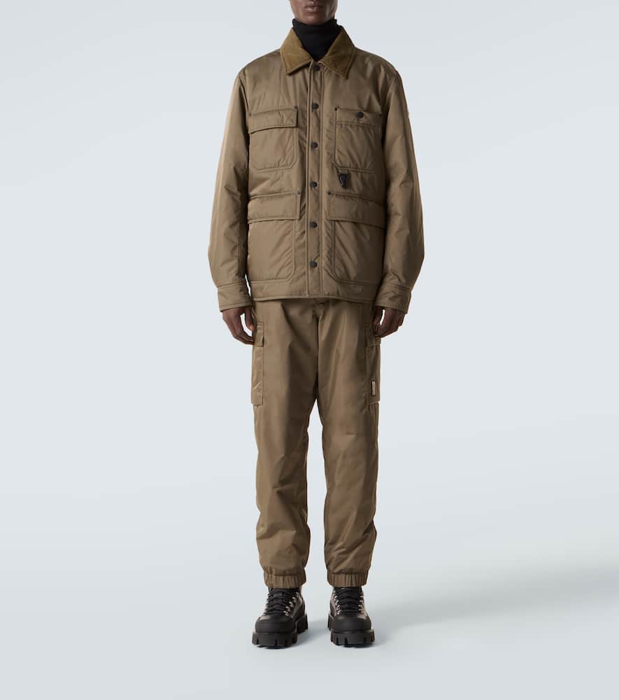 Moncler Apres Ski Corduroy-trimmed Down Jacket In Brown