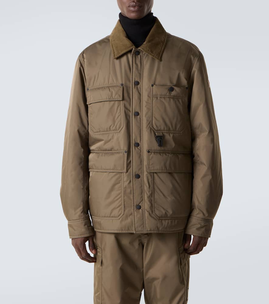 Moncler Apres Ski Corduroy-trimmed Down Jacket In Brown