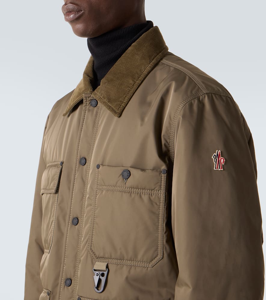 Moncler Apres Ski Corduroy-trimmed Down Jacket In Brown