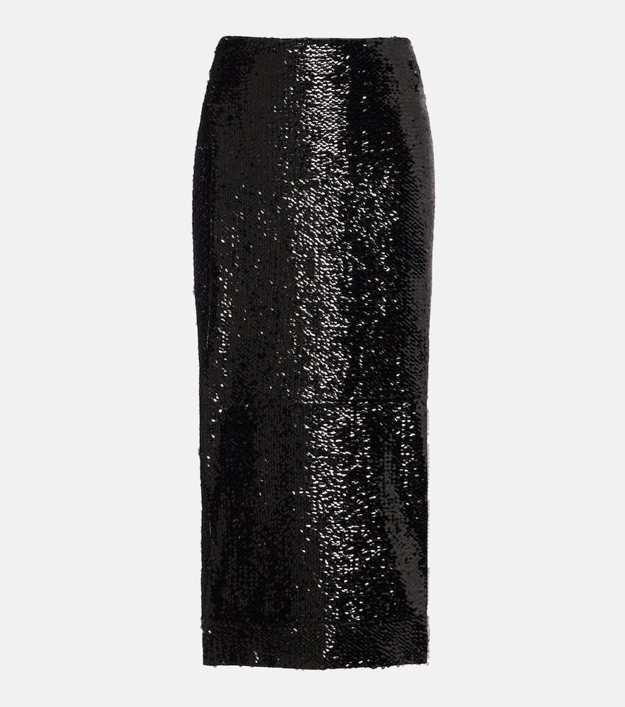 Emilia Wickstead Sequined Pencil Skirt In Black