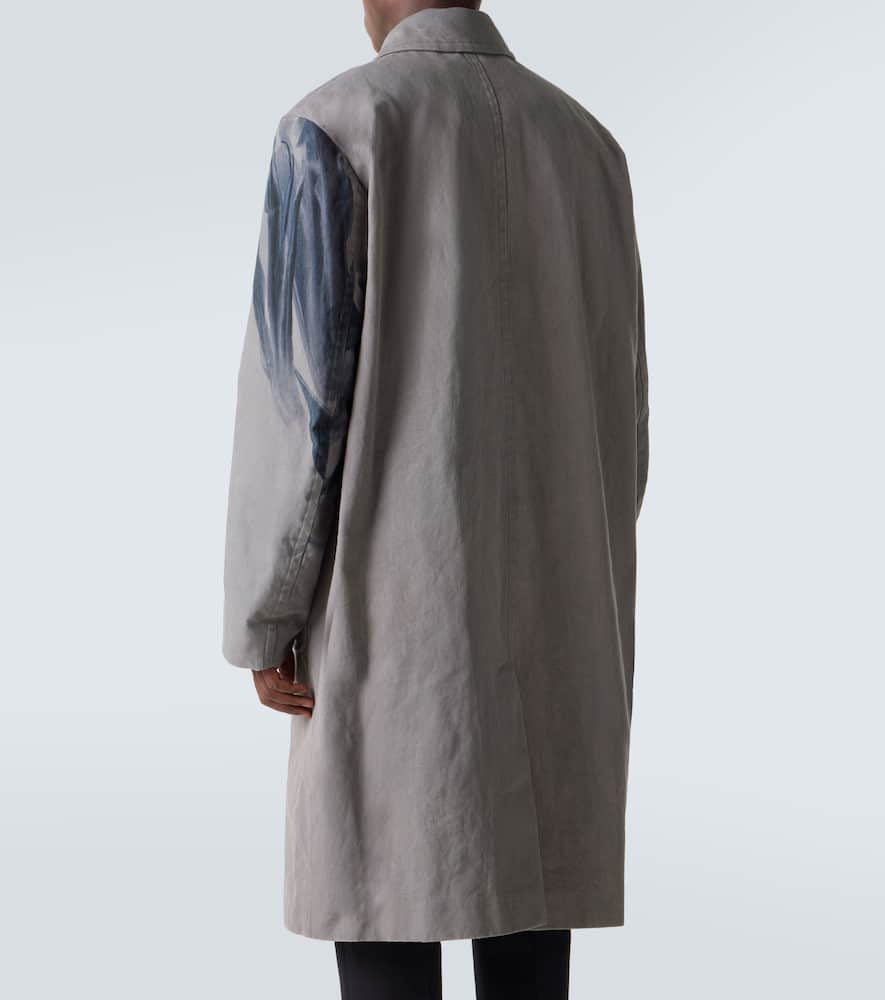 Dries Van Noten Randale Floral Cotton Trench Coat In Gray