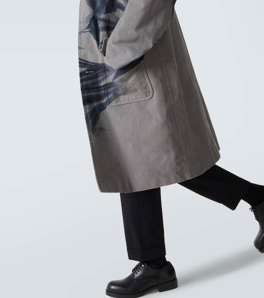 Dries Van Noten Randale Floral Cotton Trench Coat In Gray