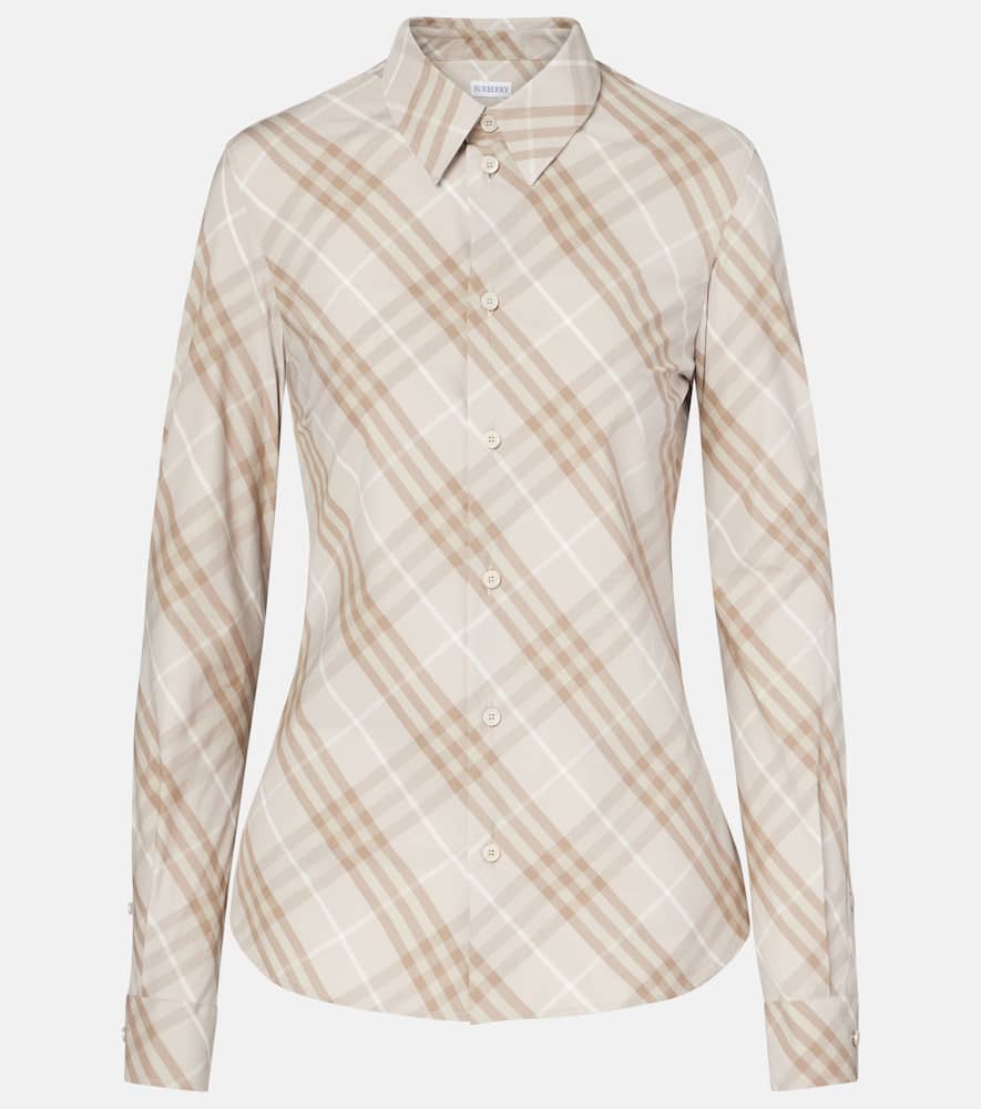 Burberry Check Cotton Poplin Shirt In Neutral