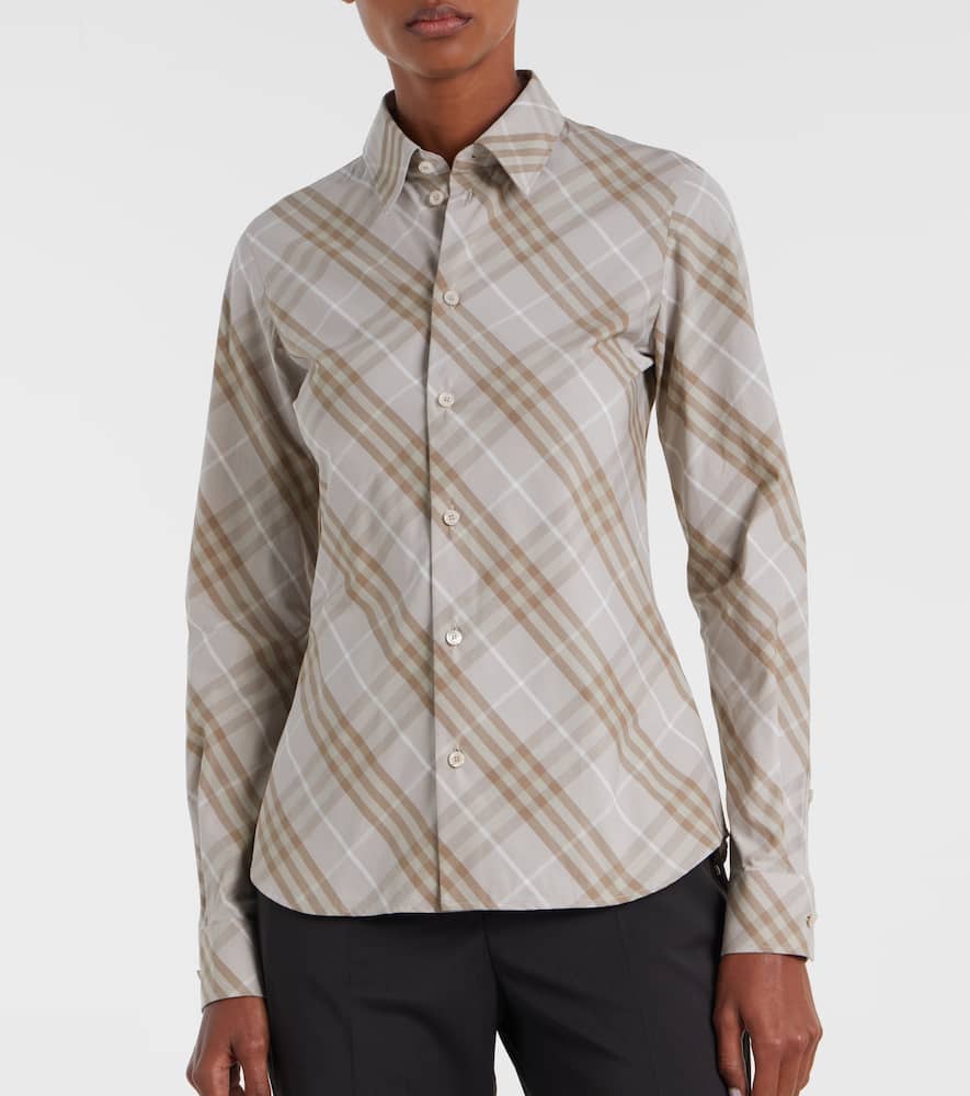 Burberry Check Cotton Poplin Shirt In Neutral