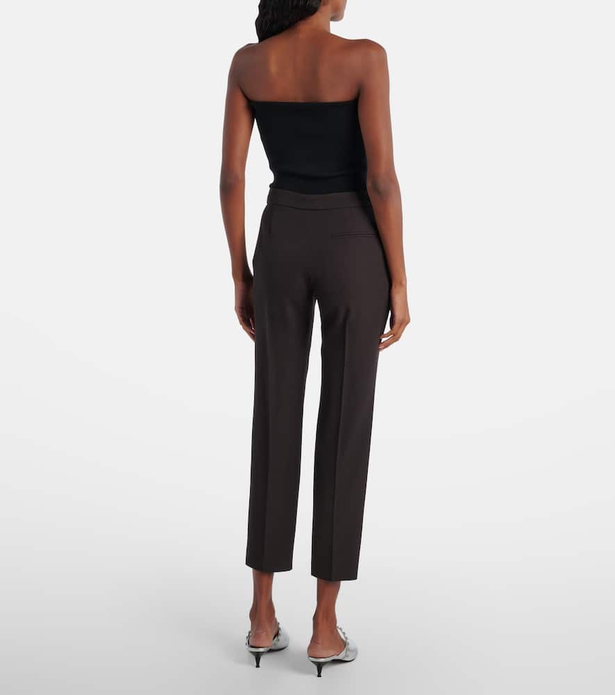 Alexander Mcqueen Mid-rise Wool Canvas Crêpe Straight Pants In Brown