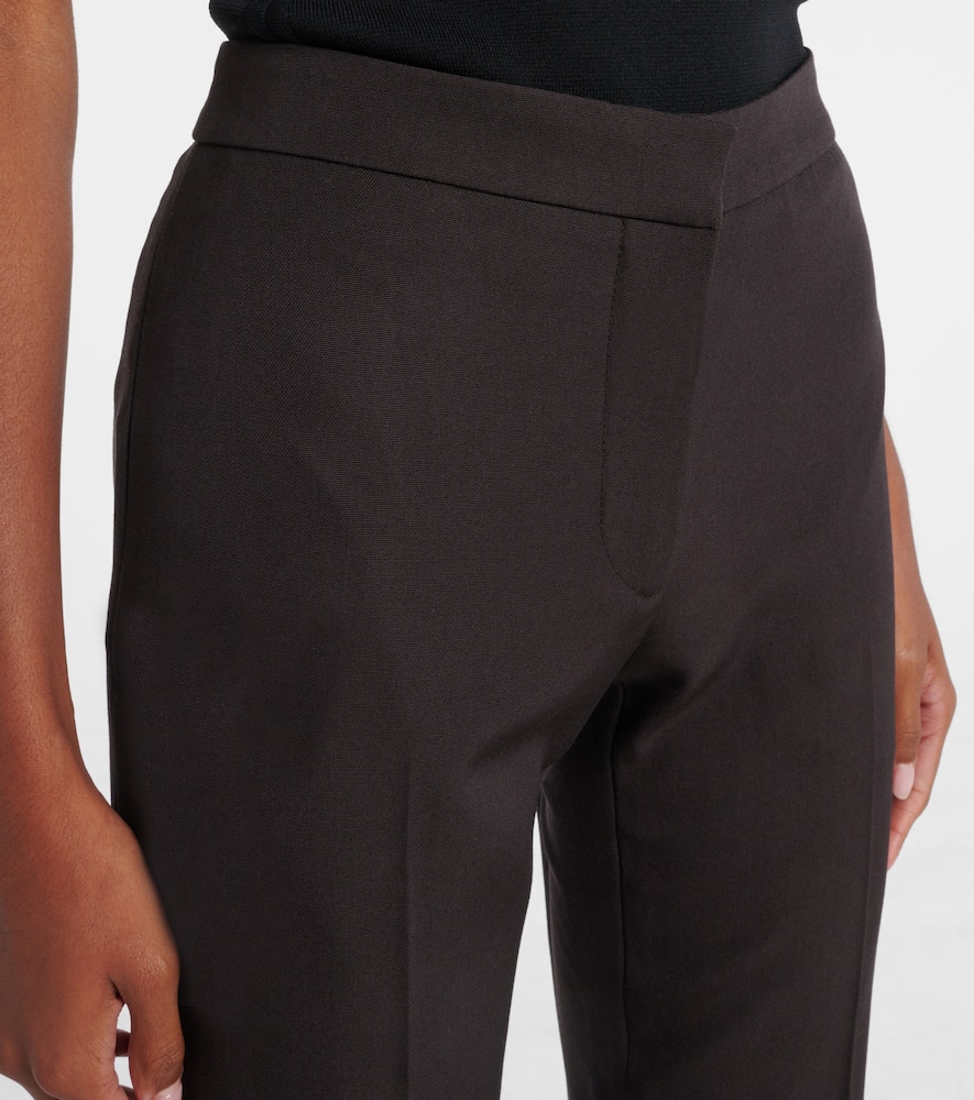 Alexander Mcqueen Mid-rise Wool Canvas Crêpe Straight Pants In Brown