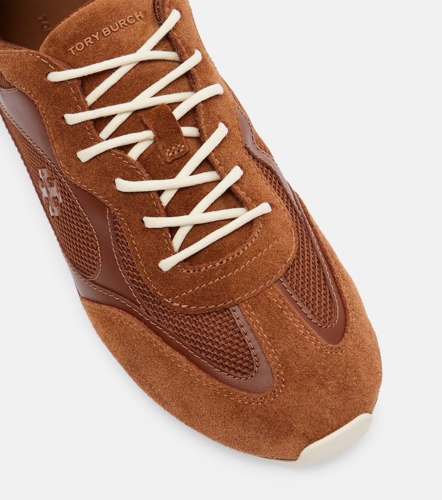 Tory Burch Field Leather And Suede Low-top Sneakers In Brown