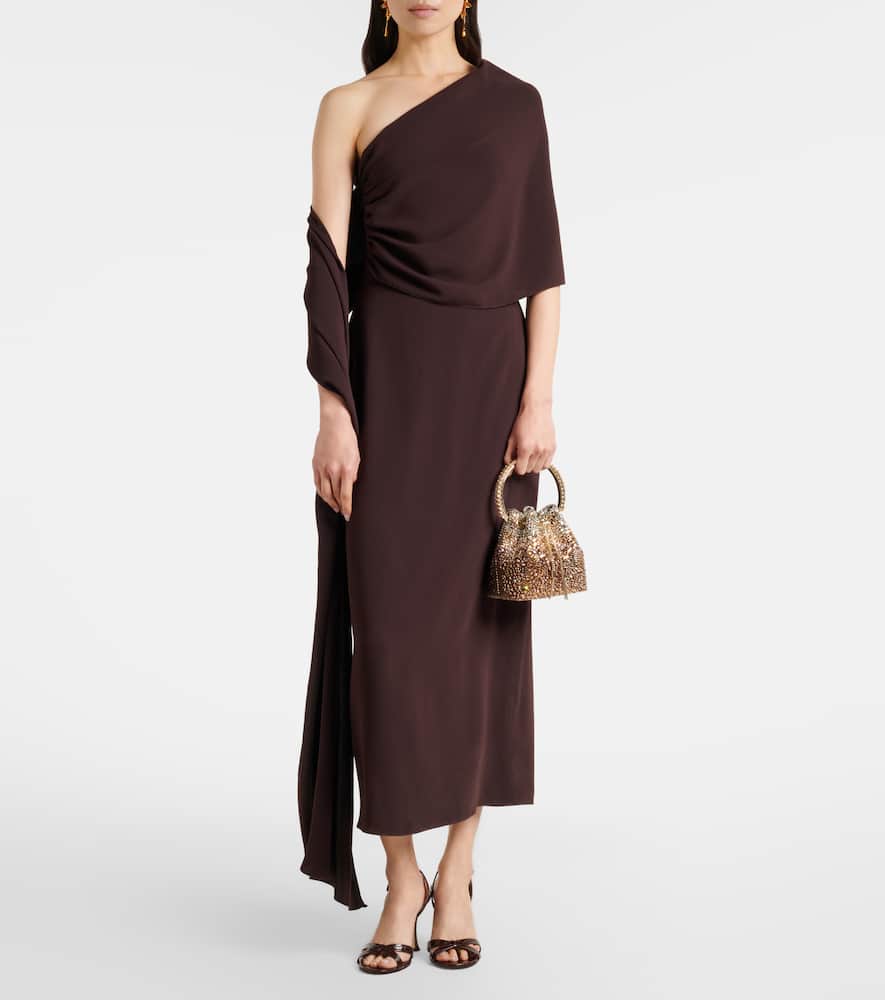 Jimmy Choo Bon Bon Small Crystal-embellished Satin Bucket Bag In Gold