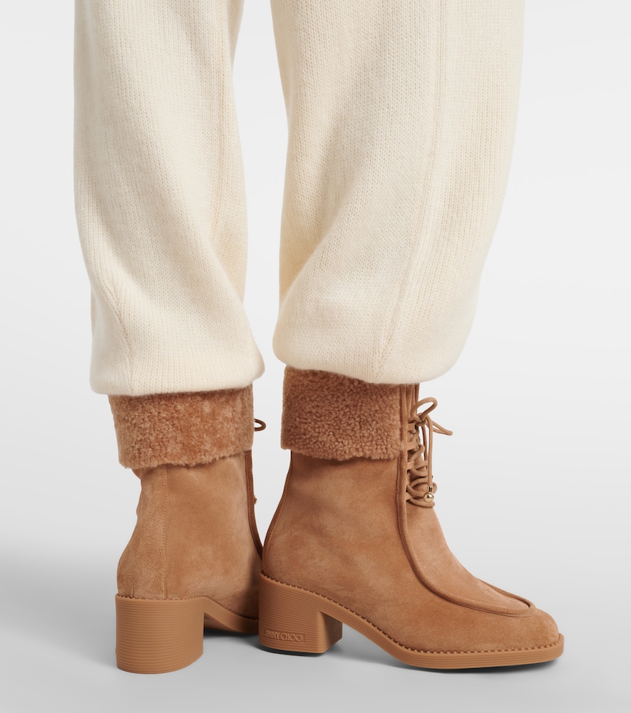 Jimmy Choo Hali shearling-trimmed suede ankle boots