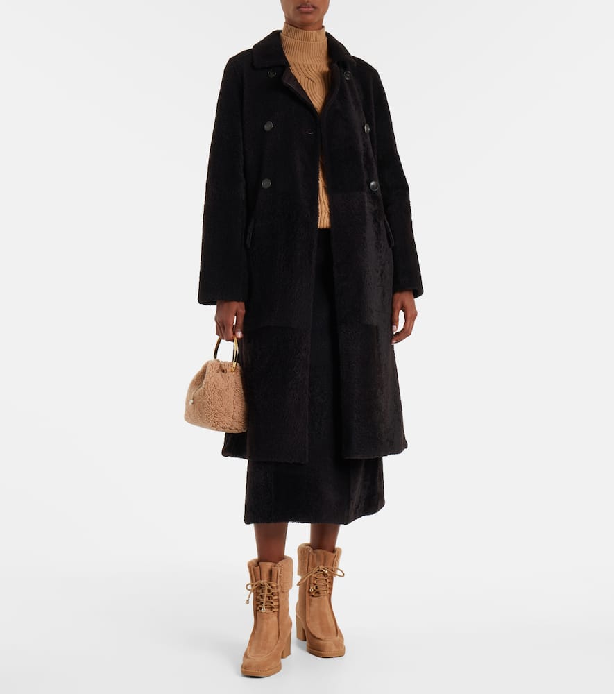 Jimmy Choo Hali Shearling-trimmed Suede Ankle Boots In Brown