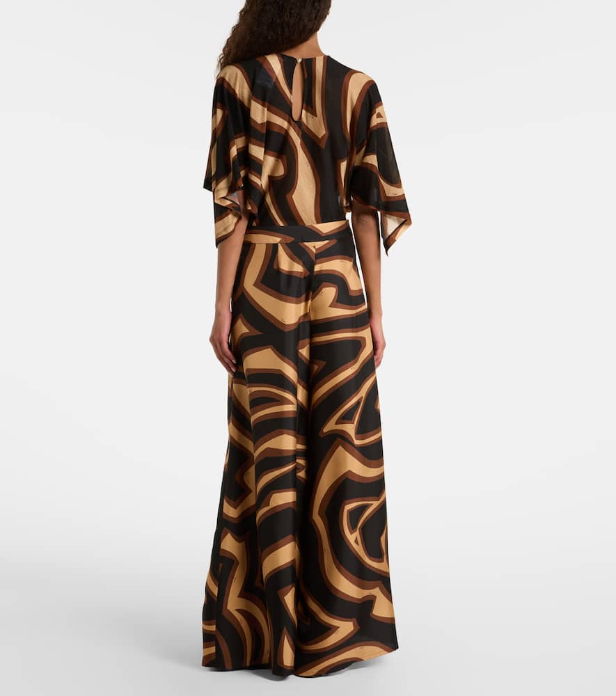 Pucci Labirinto Silk Satin Wide-leg Pants In Black