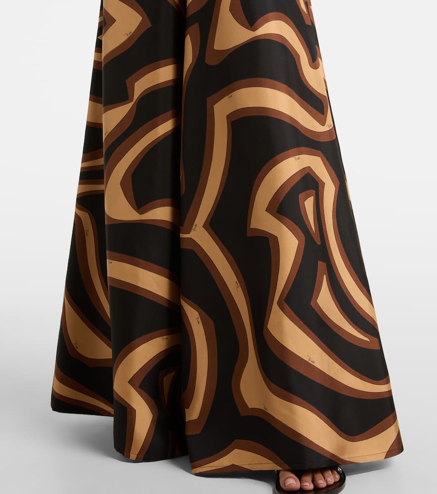 Pucci Labirinto Silk Satin Wide-leg Pants In Black