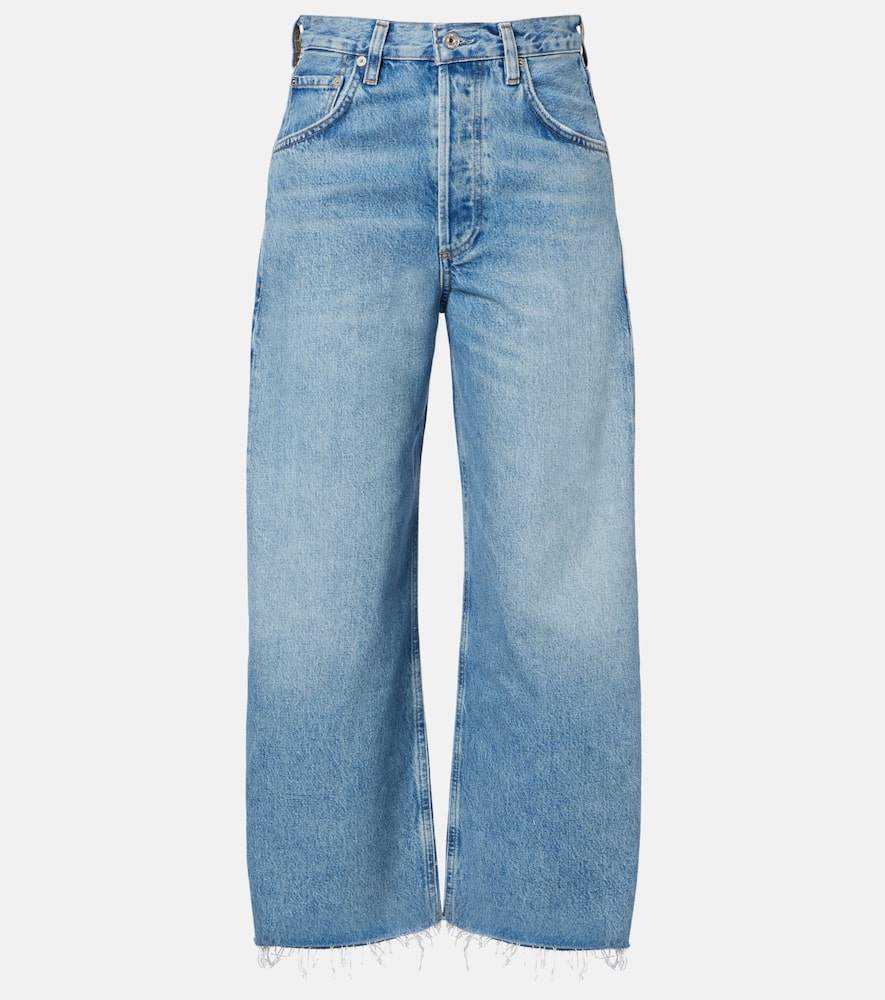 Citizen Of Humanity Ayla Cropped Wide-leg Jeans In Blue