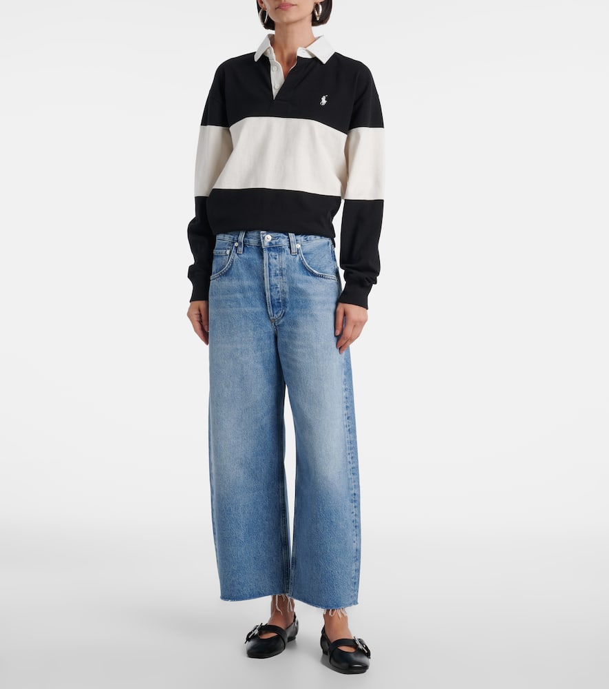 Citizen Of Humanity Ayla Cropped Wide-leg Jeans In Blue