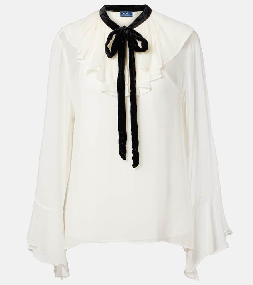 Polo Ralph Lauren Ruffled Tie-front Blouse In Multi