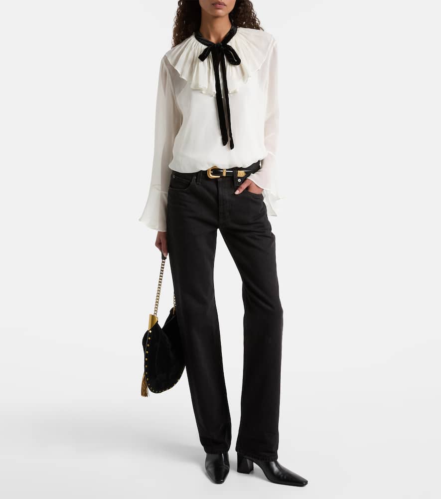 Polo Ralph Lauren Ruffled Tie-front Blouse In Multi
