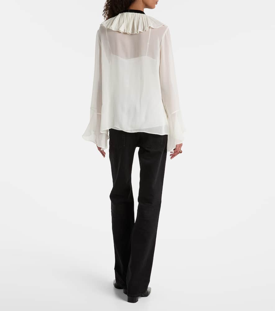 Polo Ralph Lauren Ruffled Tie-front Blouse In Multi