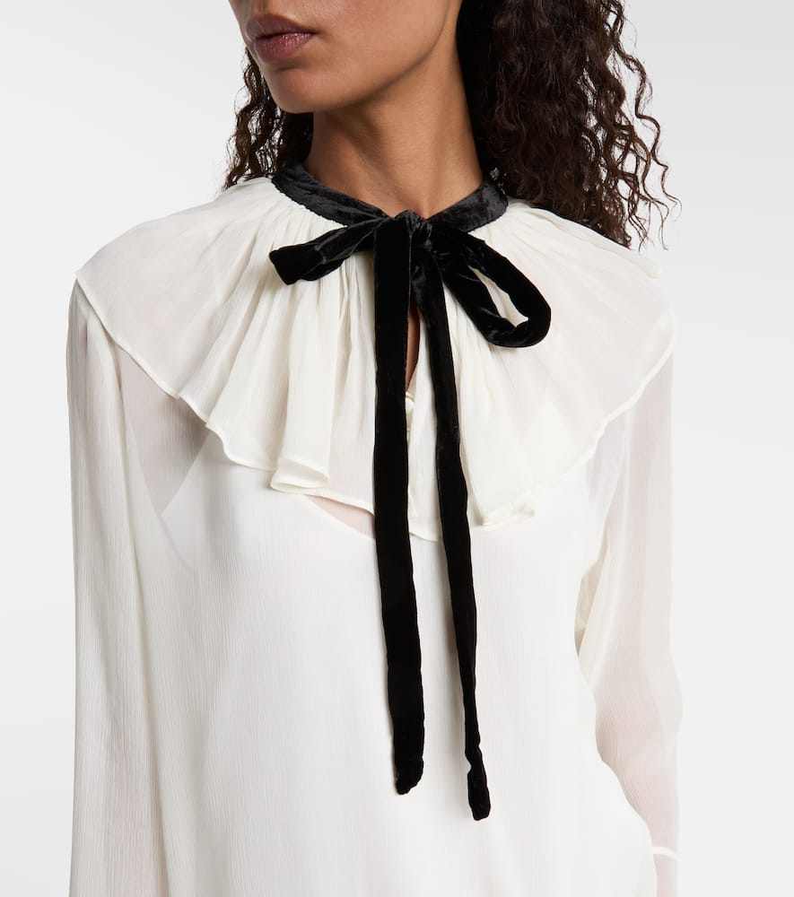 Polo Ralph Lauren Ruffled Tie-front Blouse In Multi