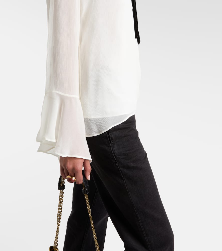 Polo Ralph Lauren Ruffled Tie-front Blouse In Multi