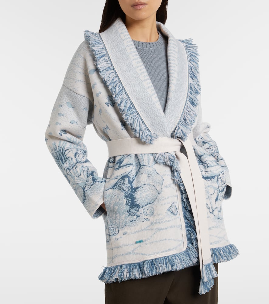 Alanui Deep In The Ocean Cardigan Mit Fransen In White