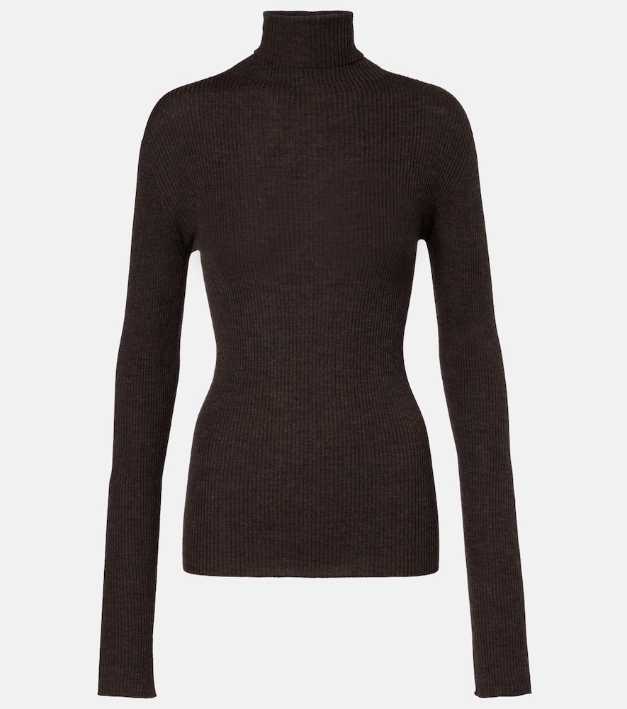 Calvin Klein Ribbed-knit Wool Sweater In Brown