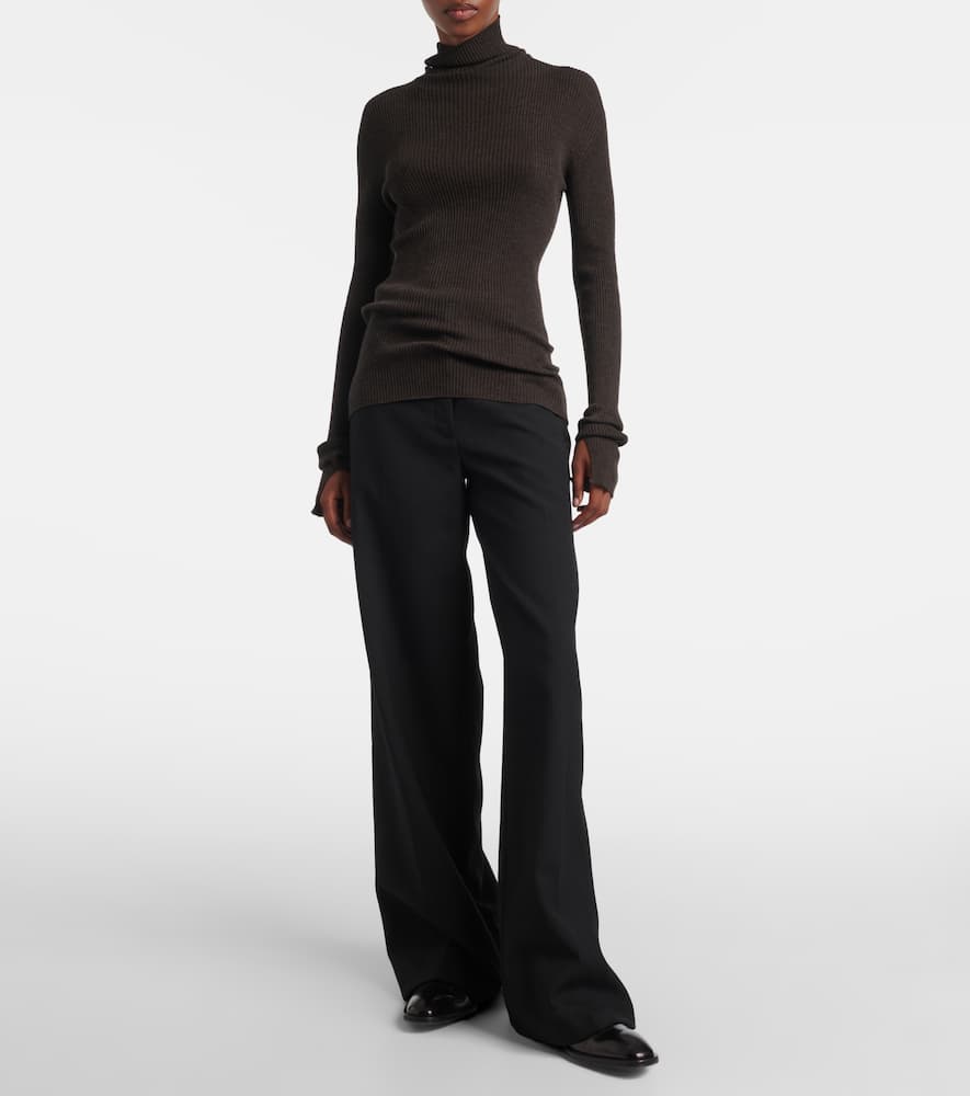Calvin Klein Ribbed-knit Wool Sweater In Brown
