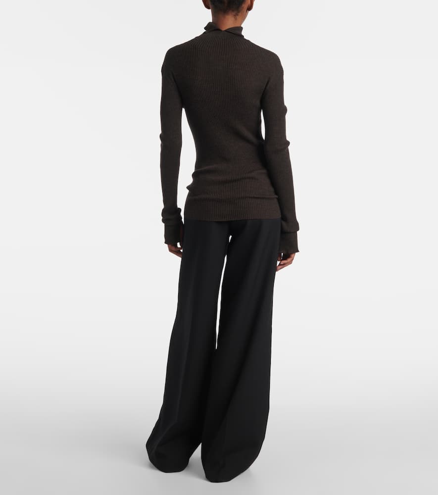 Calvin Klein Ribbed-knit Wool Sweater In Brown