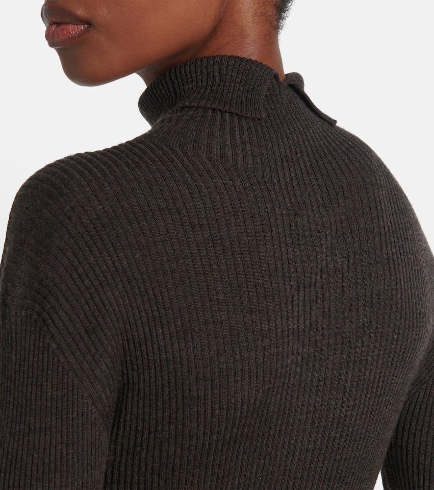 Calvin Klein Ribbed-knit Wool Sweater In Brown