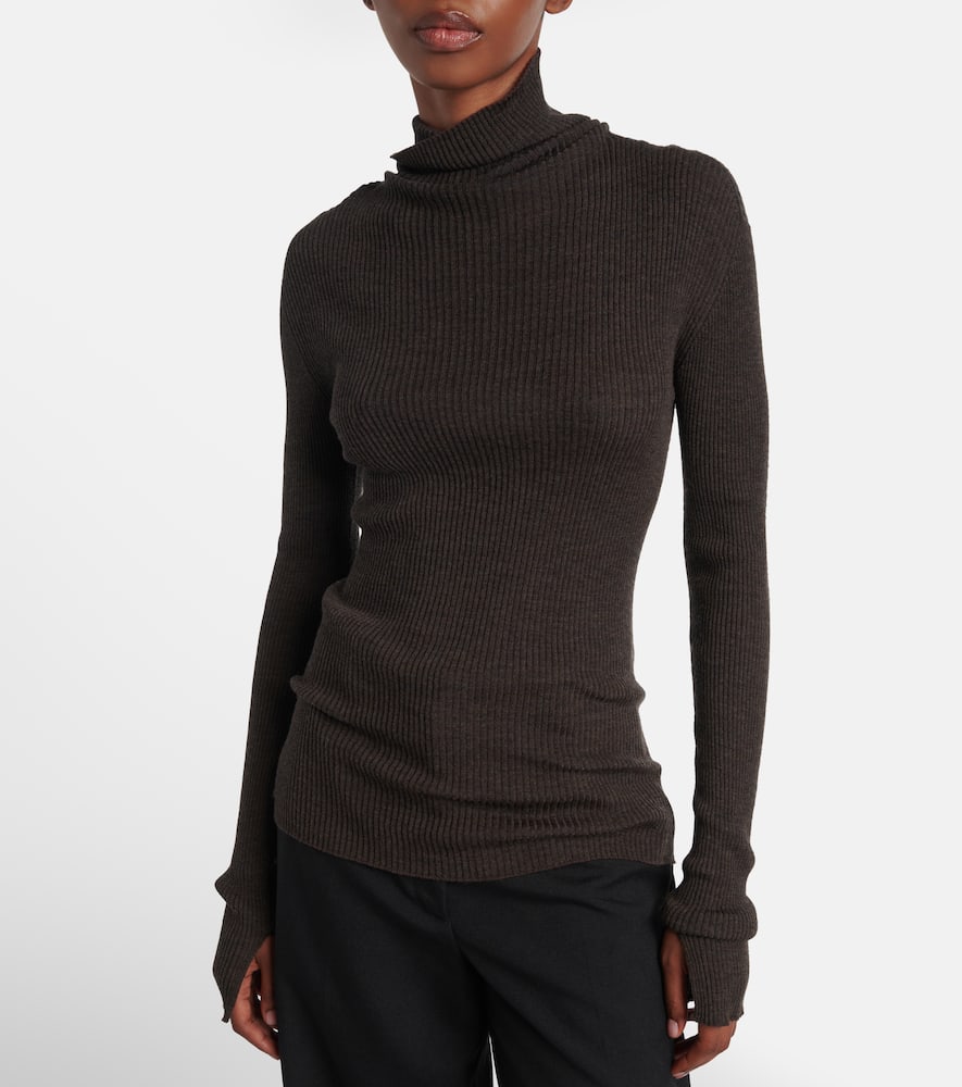 Calvin Klein Ribbed-knit Wool Sweater In Brown