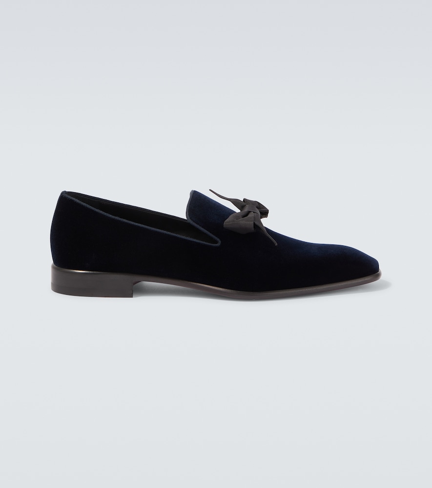 Christian Louboutin Christian Louboutin December First bow-detail velvet loafers　クリスチャン ルブタン 12 月 ファースト リボンディテール ベルベット ローファー