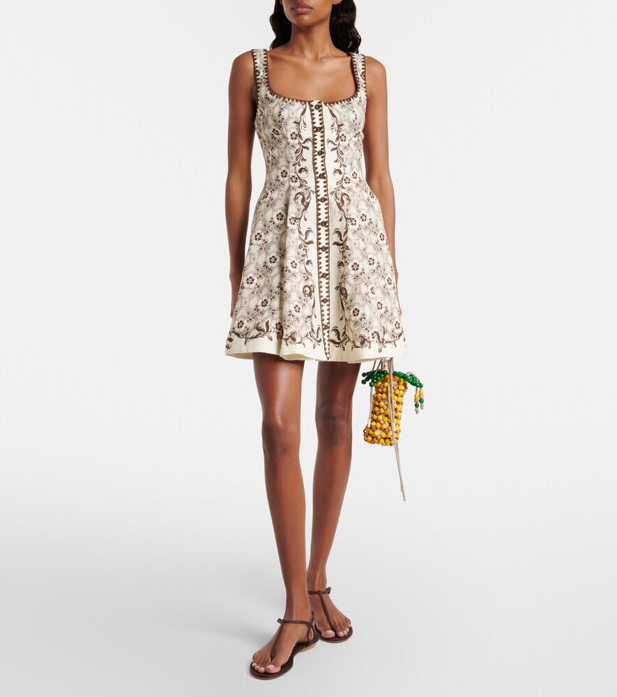 Alémais Printed linen and cotton minidress