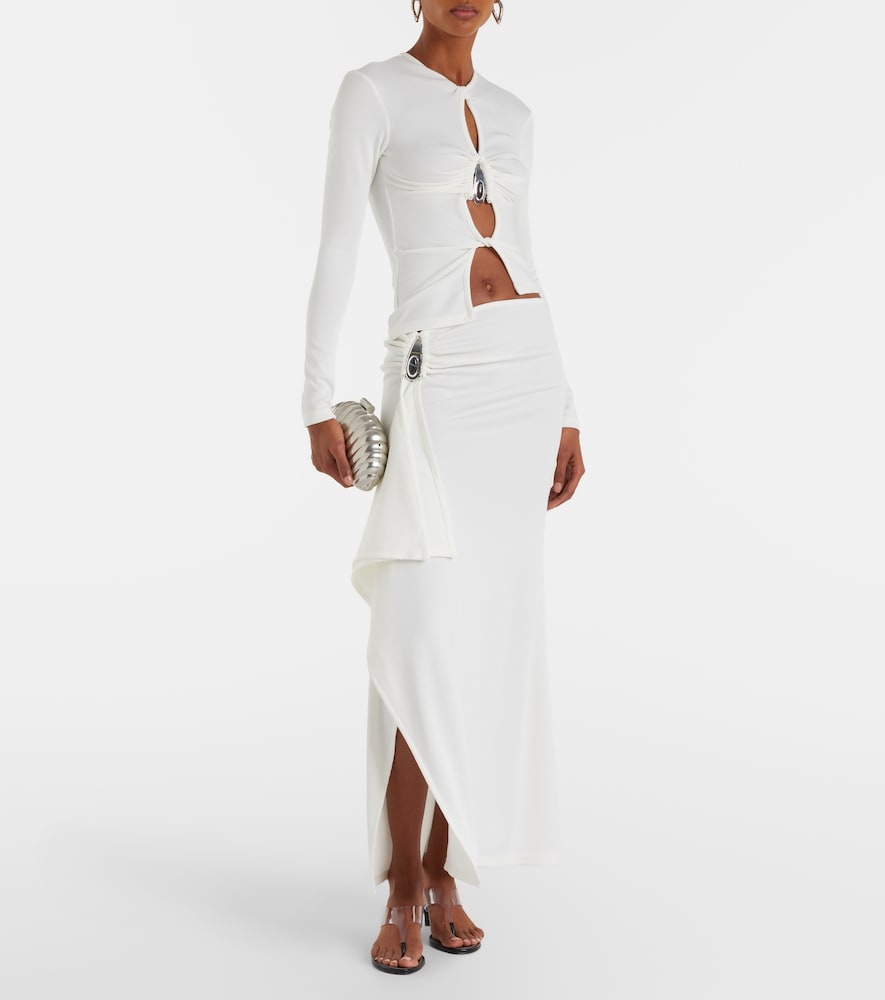 Christopher Esber Ribbed-knit draped maxi skirt