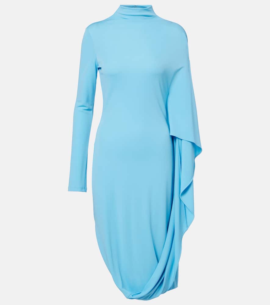 Stella Mccartney Draped Jersey Midi Dress In Blue