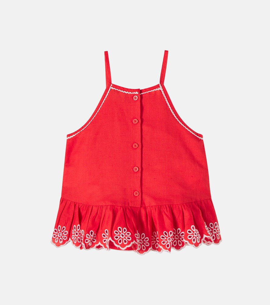 Stella Mccartney Kids Stella Mccartney Kids Top Aus Leinen Und Baumwolle 