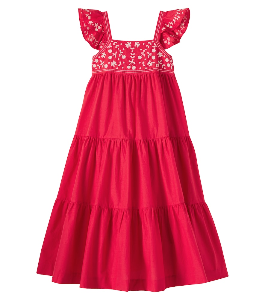 Bonpoint Cora Embroidered Tiered Cotton Dress