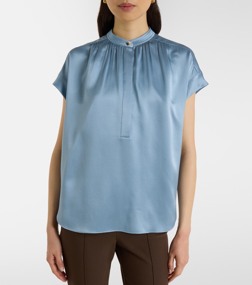  Vince Vince Gathered Silk Satin Blouse 
