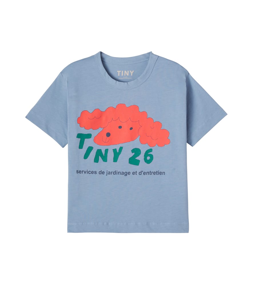 Tinycottons Kids' Printed Cotton Jersey T-shirt In Blue
